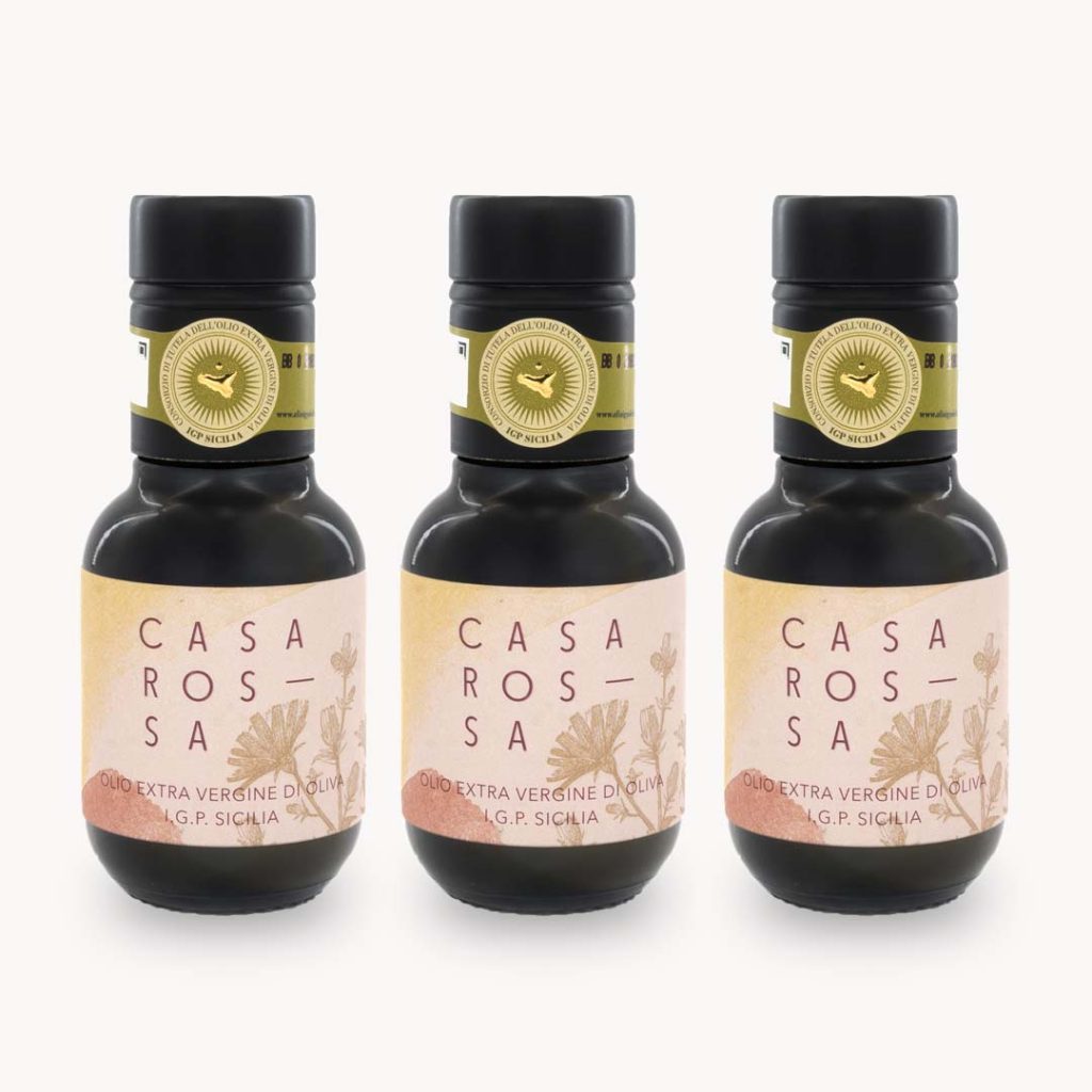 set 3 bottiglie 100ml casa rossa olio igp sicilia Evo